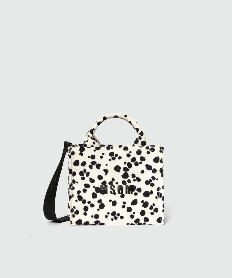 White and black MSGM polka dot canvas tote bag MSGM Official