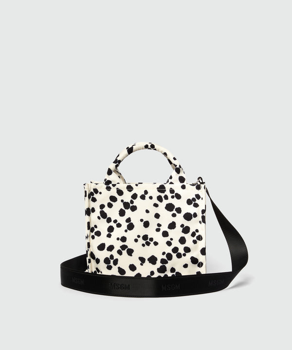 White and black MSGM polka dot canvas tote bag