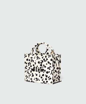 White and black MSGM polka dot canvas tote bag