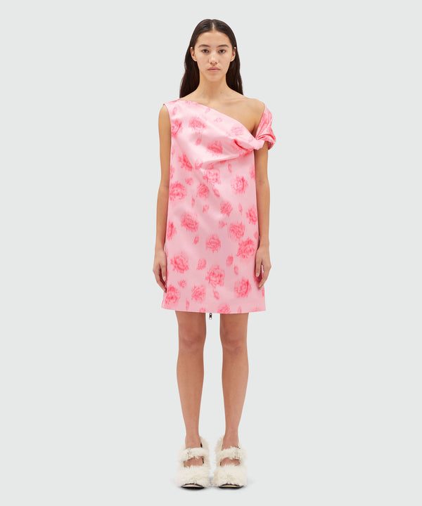 Duchesse short sleeveless dress with rose print