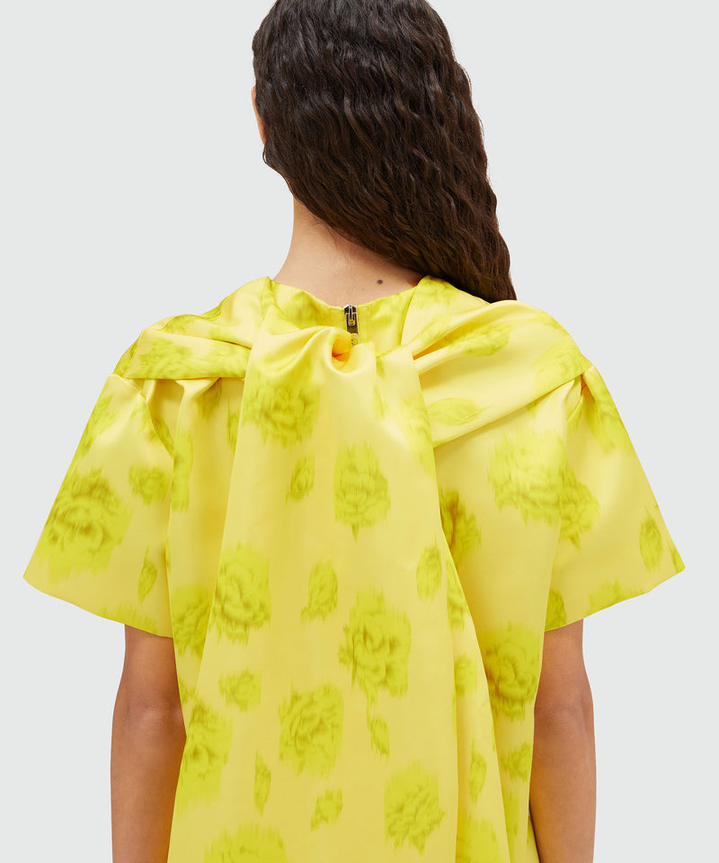 Duchesse short dress with sash and rose print YELLOW Women 