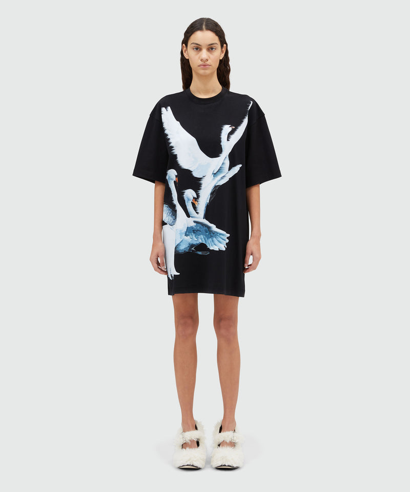 Jersey T-shirt dress with print BLACK Women 