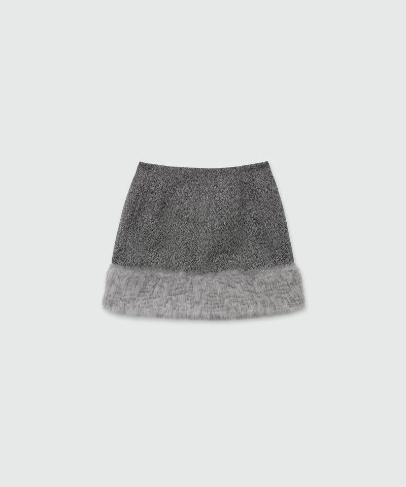 Blended wool miniskirt with faux-fur BLACK Women 