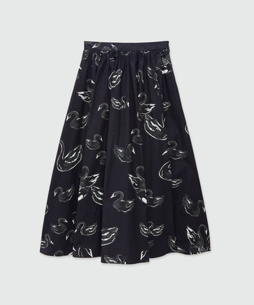 Poplin print roomy skirt