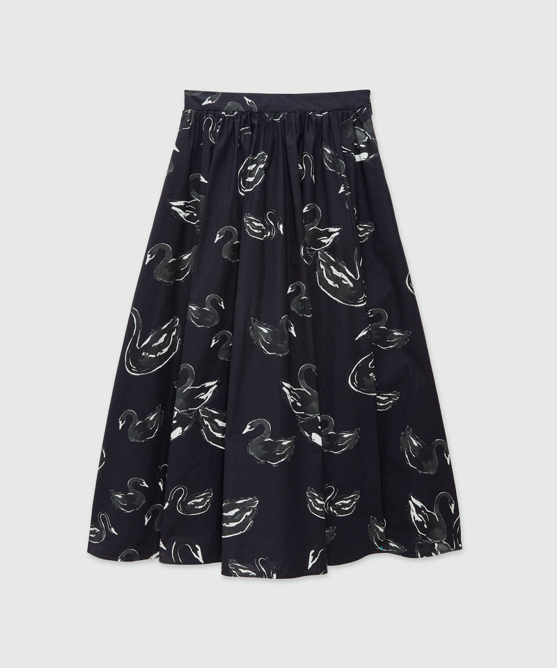 Poplin print roomy skirt BLACK Women 