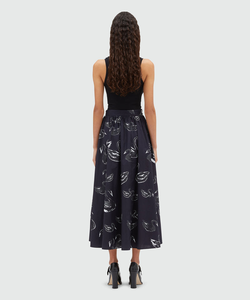 Poplin print roomy skirt BLACK Women 