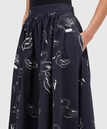 Poplin print roomy skirt