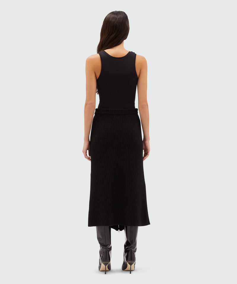 Ribbed knit pencil skirt BLACK Women 