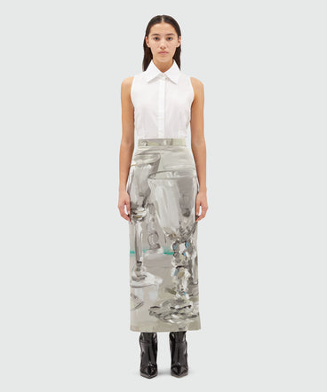 Midi skirt with "Glasses" print