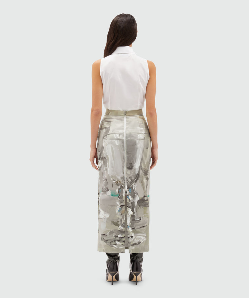 Midi skirt with "Glasses" print GREY Women 