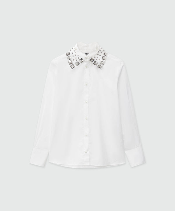 Poplin shirt with removable collar