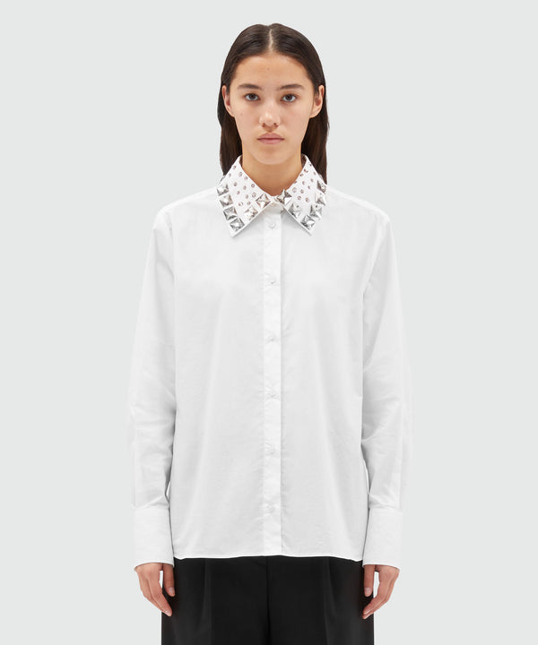 Poplin shirt with removable collar