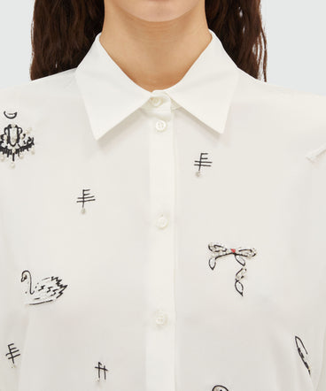 Crepe shirt with embroidery