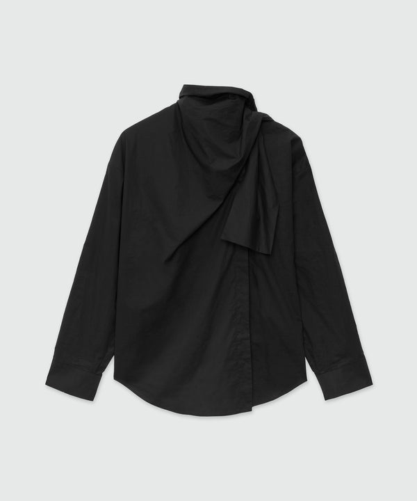 Poplin shirt with sashed collar