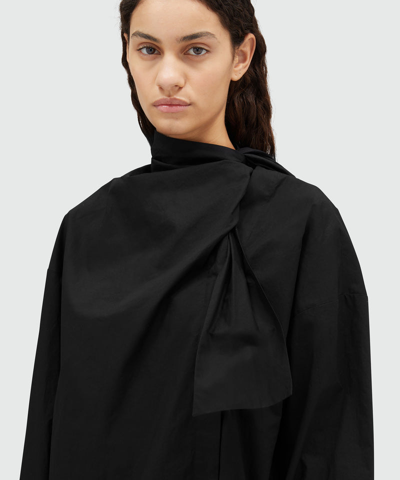 Poplin shirt with sashed collar BLACK Women 