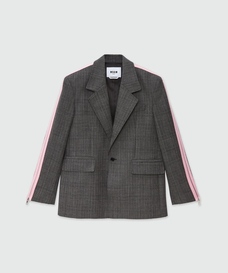 "MSGM Tailoring" wool Prince of Wales jacket GREY Women 