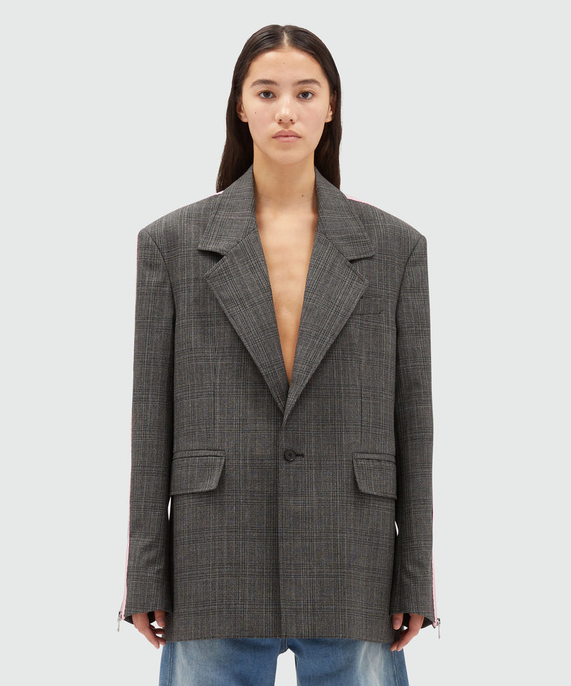 "MSGM Tailoring" wool Prince of Wales jacket GREY Women 