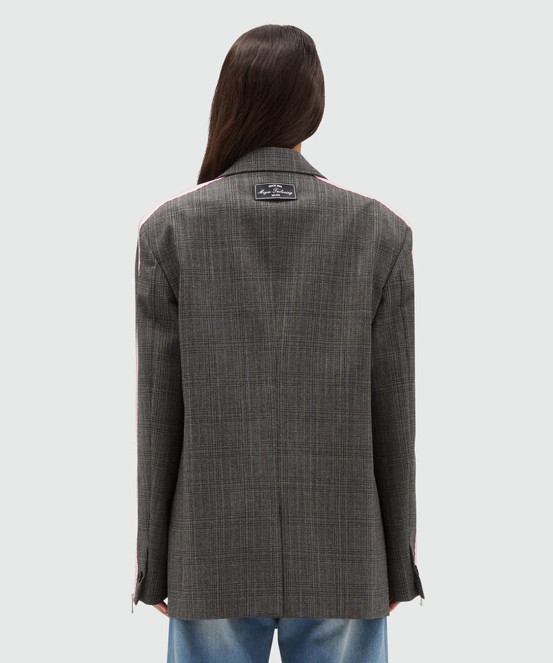 "MSGM Tailoring" wool Prince of Wales jacket GREY Women 