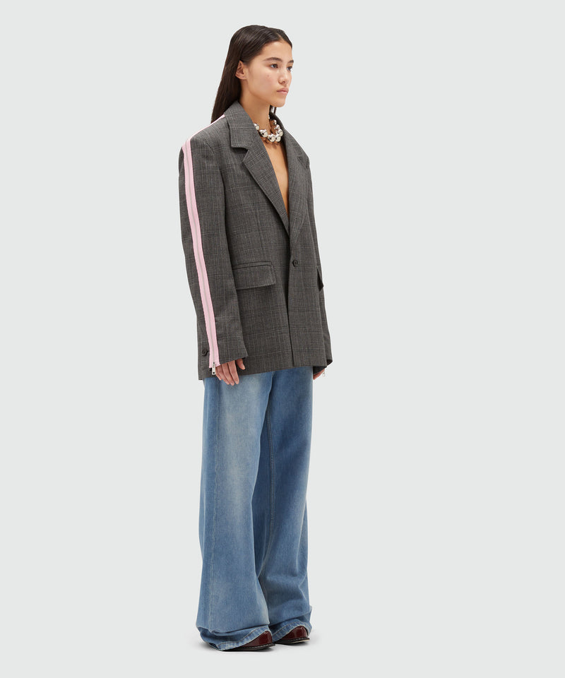 "MSGM Tailoring" wool Prince of Wales jacket GREY Women 