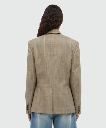 Prince of Wales wool jacket with yellow zip