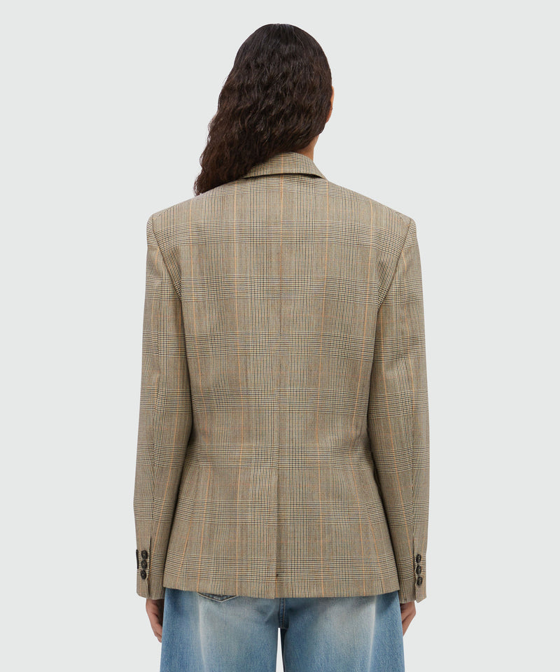 Prince of Wales wool jacket with yellow zip BEIGE Women 