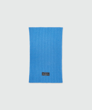 Blue ribbed wool scarf