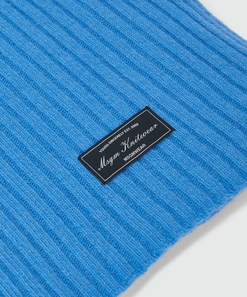 Blue ribbed wool scarf SKY BLUE Women 