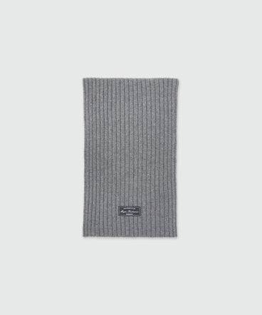 Grey melange ribbed wool scarf