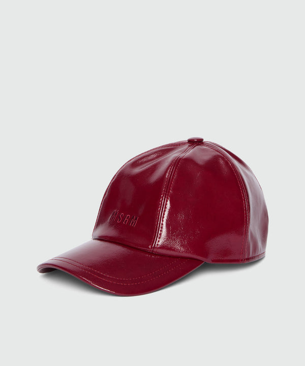 Red patent leather baseball cap