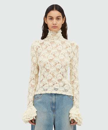 Ivory stretch lace blouse