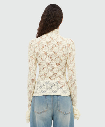 Ivory stretch lace blouse