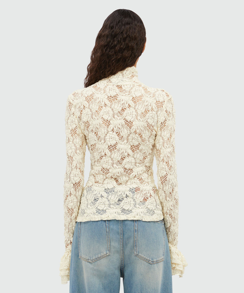 Ivory stretch lace blouse OFF WHITE Women 