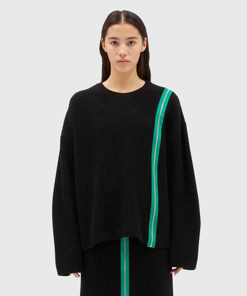 Blended wool ribbed sweater BLACK Women 