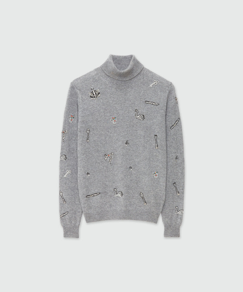 Turtleneck sweater with embroidery GREY Women 