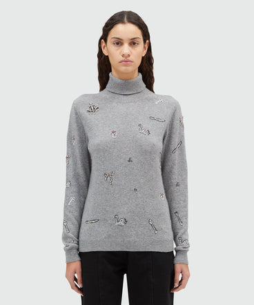 Turtleneck sweater with embroidery