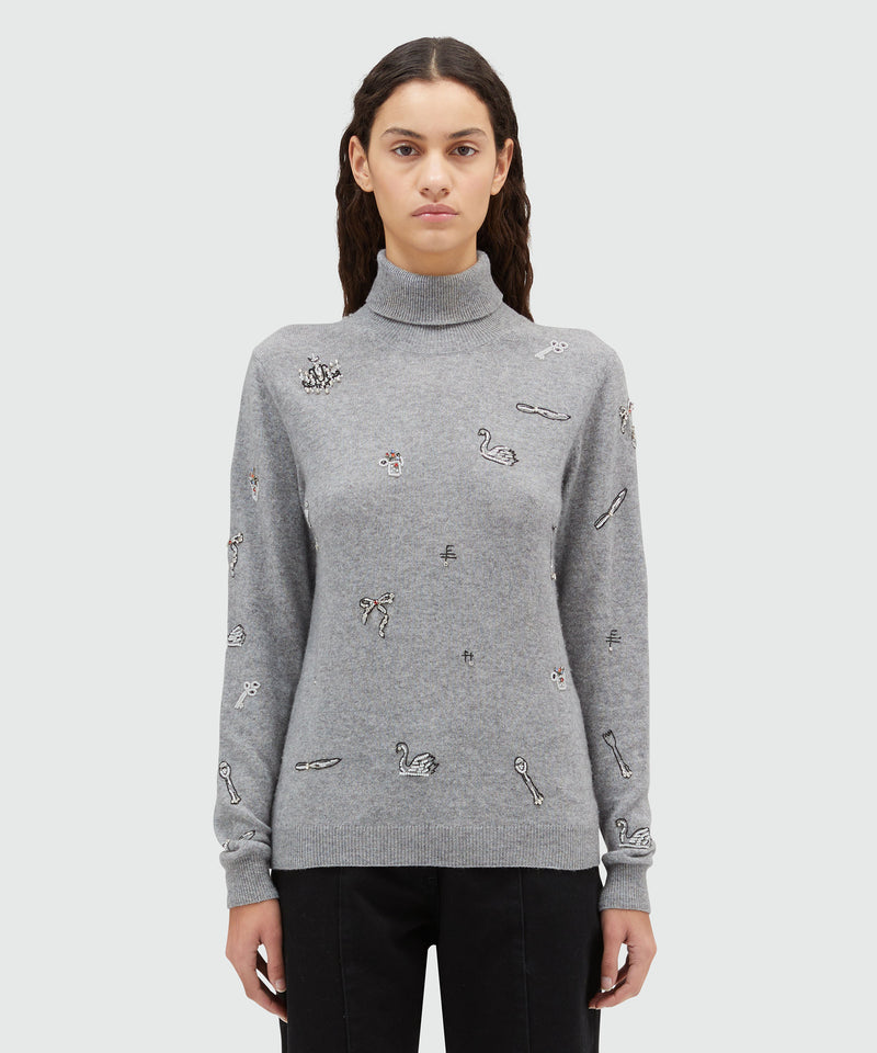 Turtleneck sweater with embroidery GREY Women 