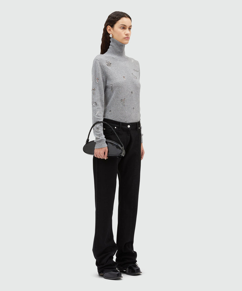 Turtleneck sweater with embroidery GREY Women 