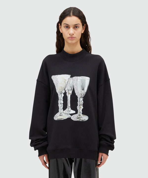 Jersey sweatshirt with "Glasses" print