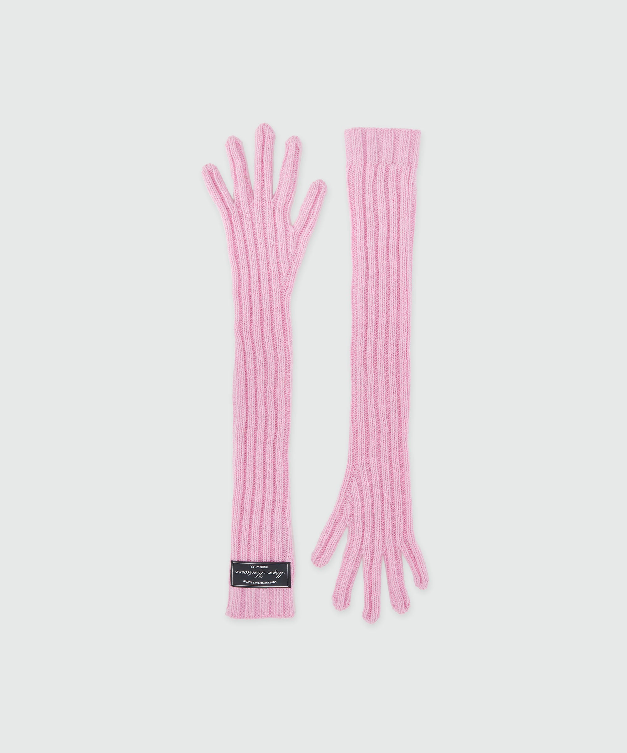 Long pink ribbed woolen gloves - MSGM Official