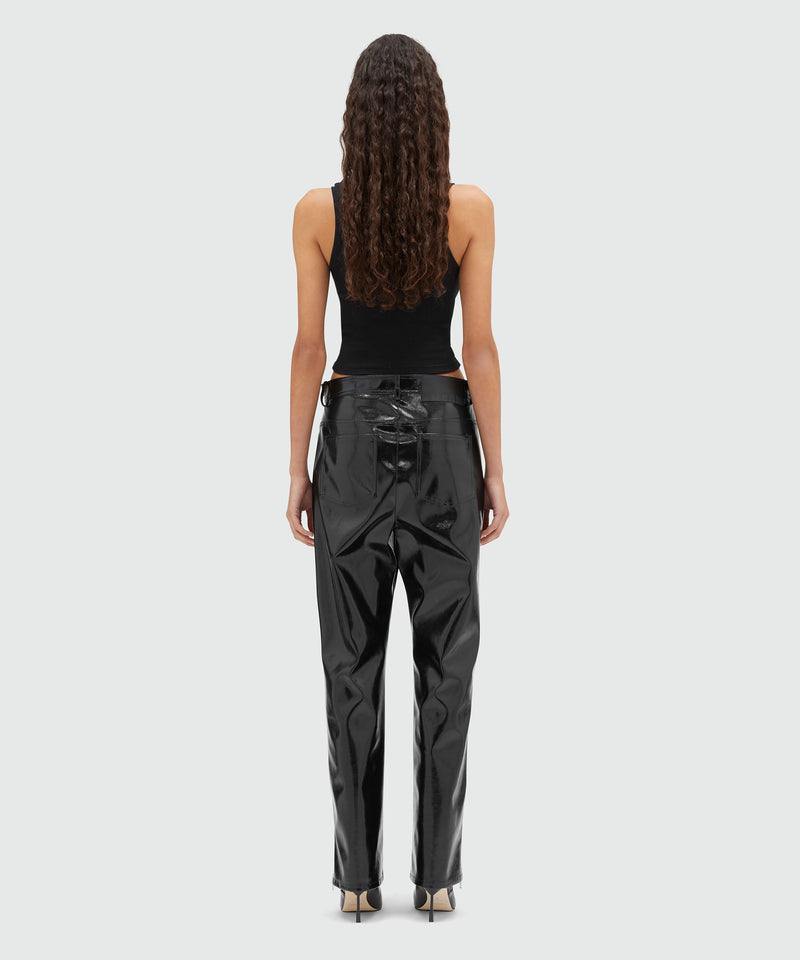 Petent leather pants with bottom zipper BLACK Women 