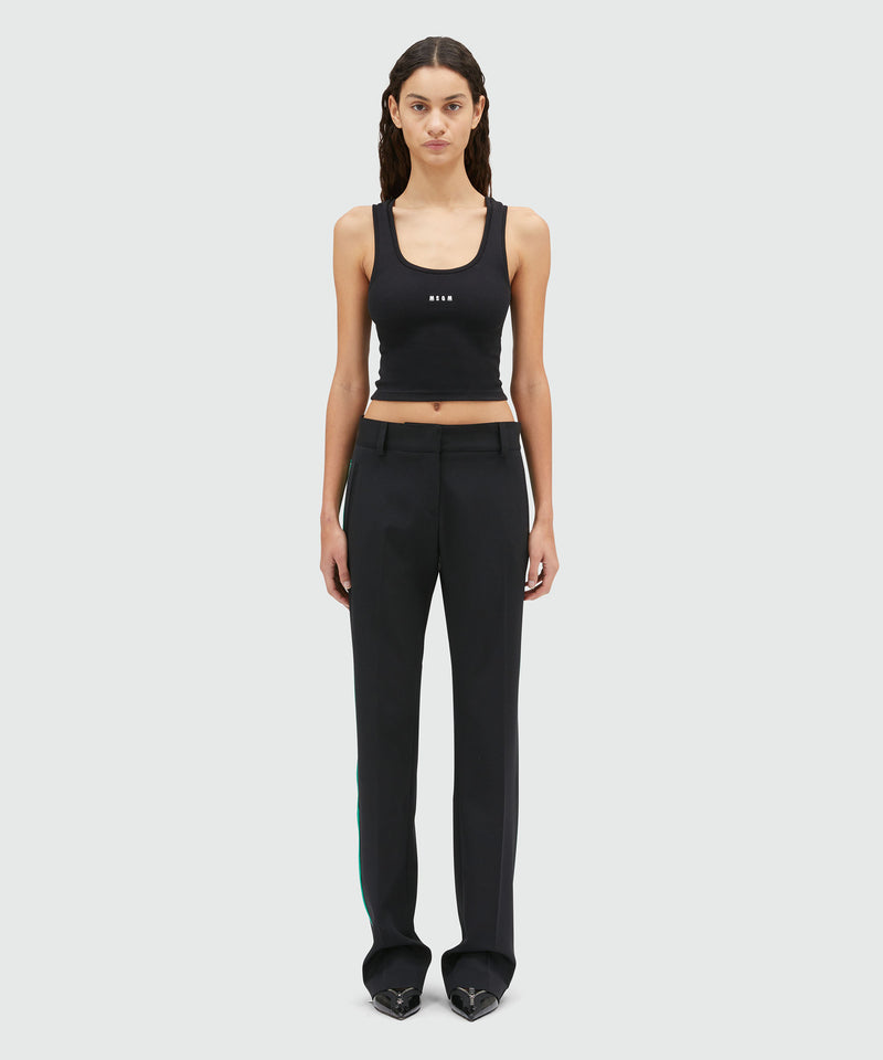 Black blended wool pants with green zippers BLACK Women 