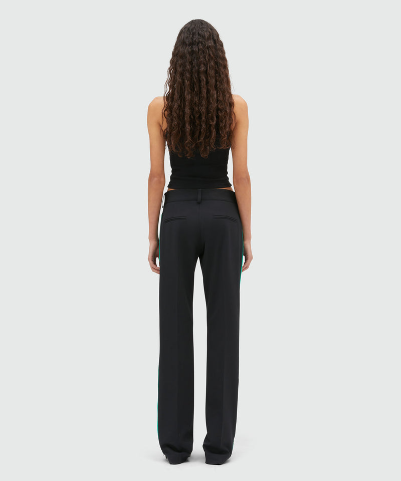 Black blended wool pants with green zippers BLACK Women 