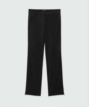 Black blended wool pants with zipper