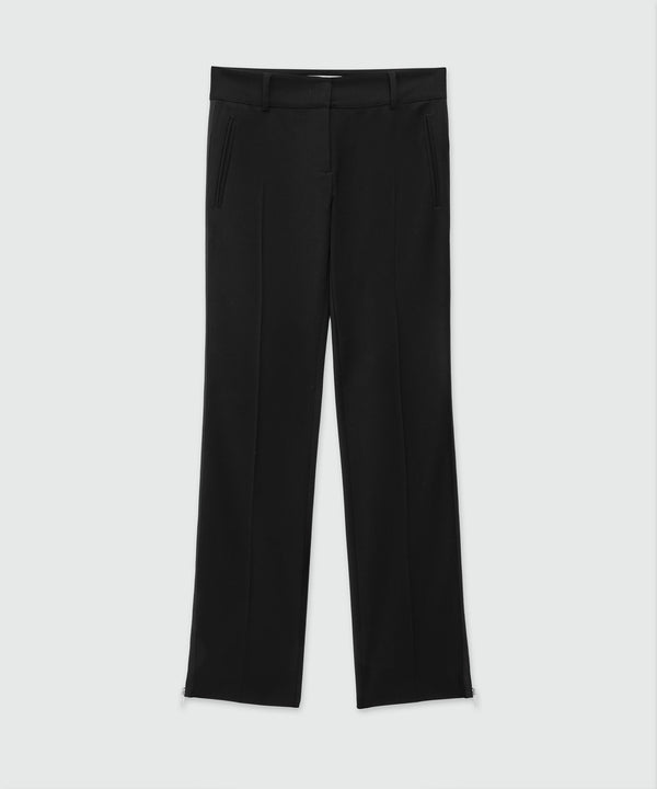 Black blended wool pants with zipper