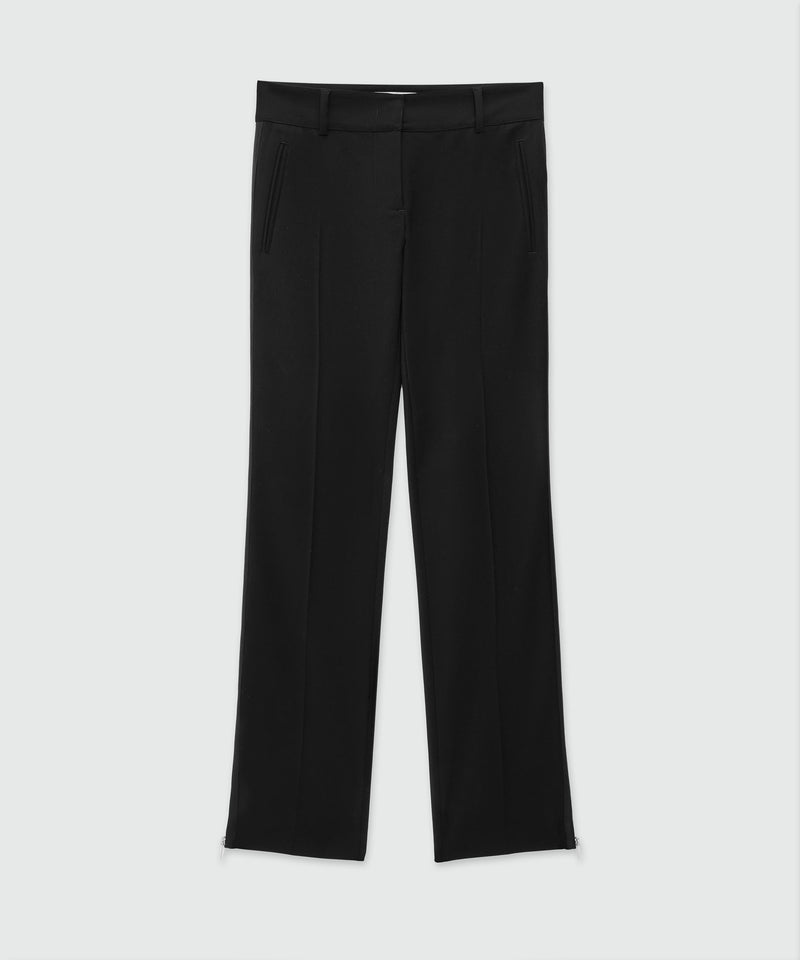 Black blended wool pants with zipper BLACK Women 