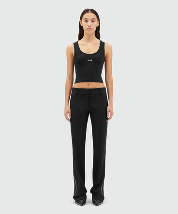 Black blended wool pants with zipper