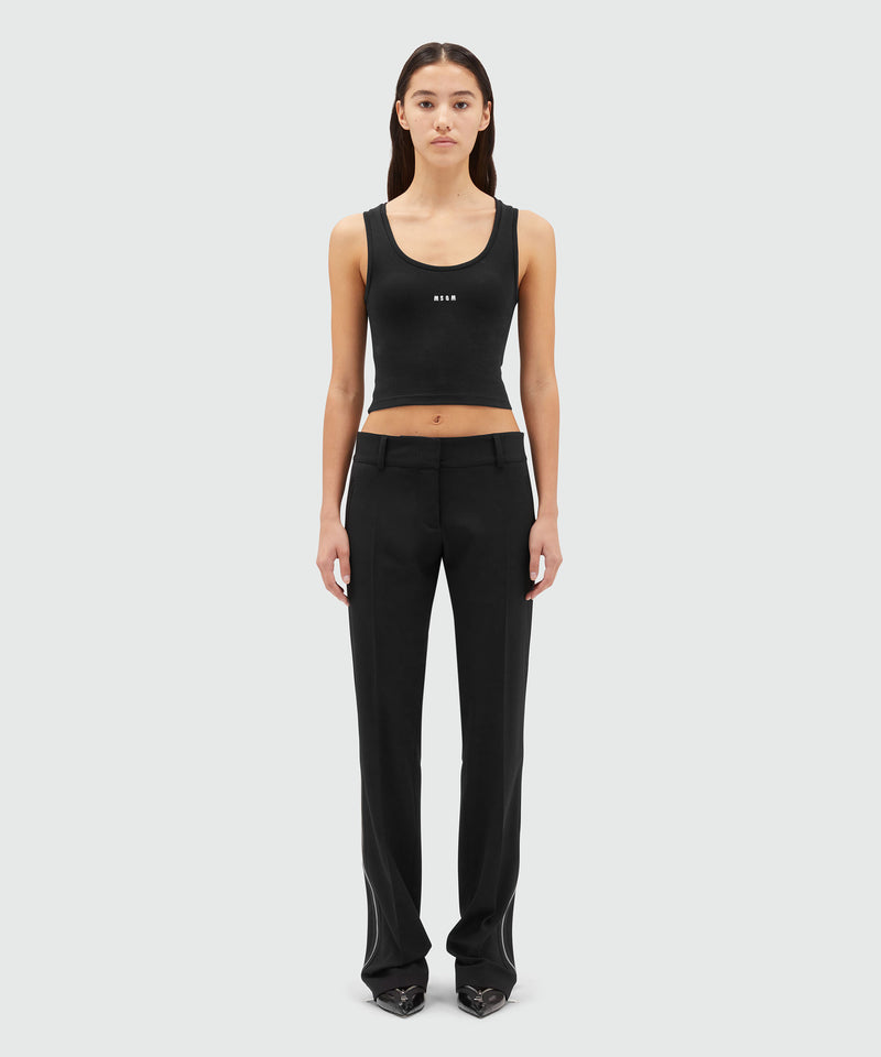 Black blended wool pants with zipper BLACK Women 