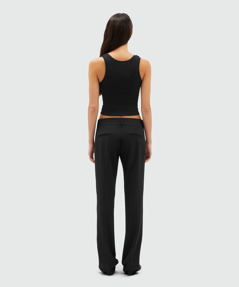 Black blended wool pants with zipper BLACK Women 