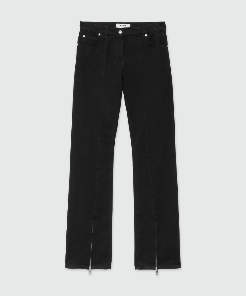 Pantalone in denim con zip NERO Donna 