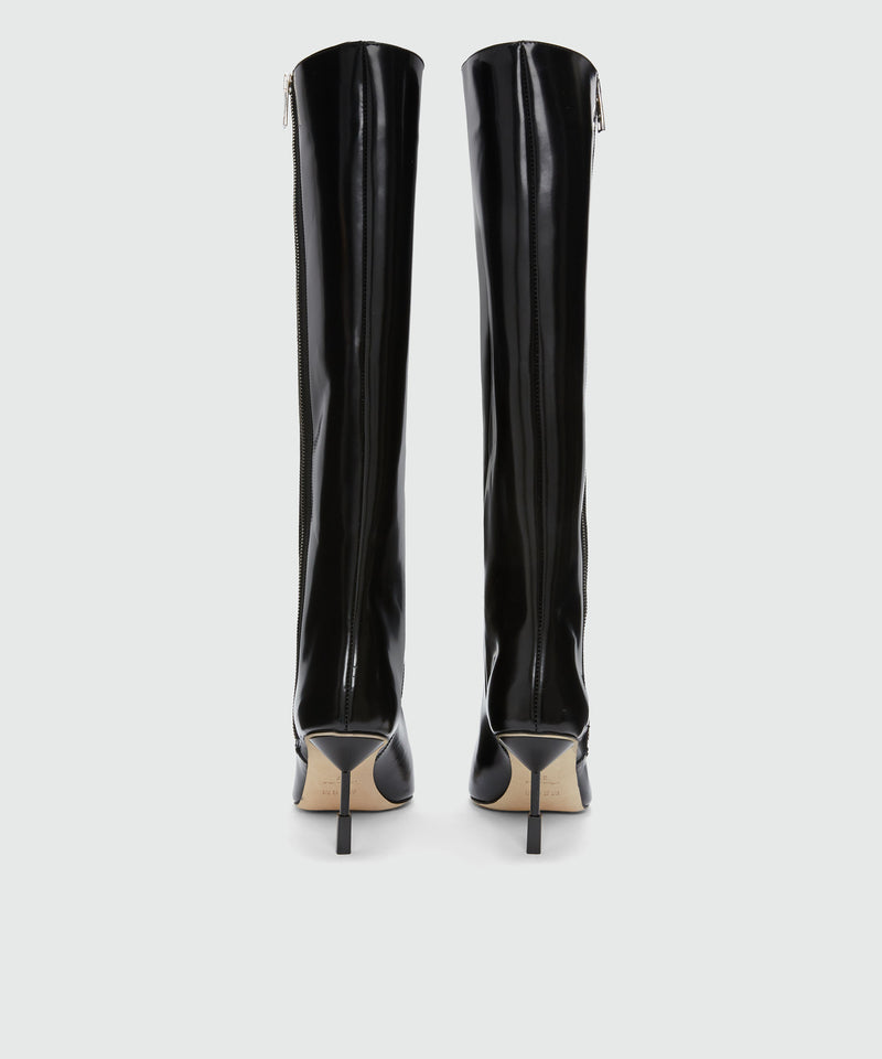 Black patent leather boots with "MSGM Iconic" heel BLACK Women 